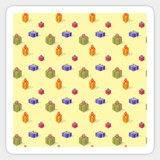 Christmas gift boxes isometry on yellow back Sticker